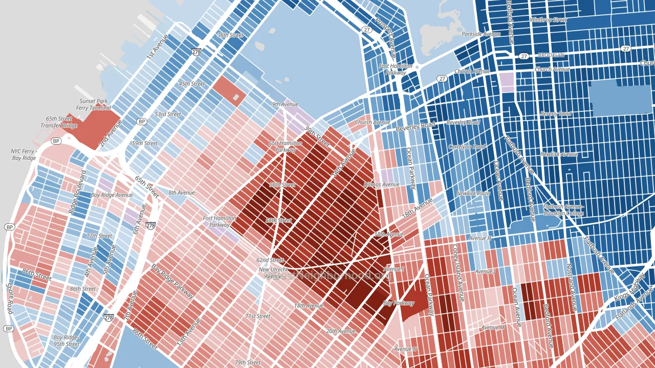 Borough Park, Brooklyn, NY block-group political-lean map