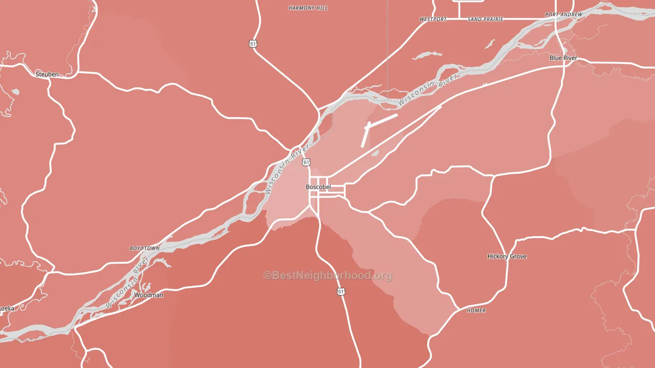 Boscobel, WI block-group political-lean map