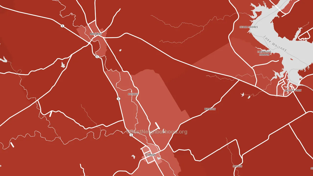 Bosque County, TX block-group political-lean map