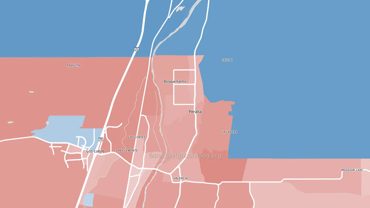 Bosque Farms, NM block-group political-lean map