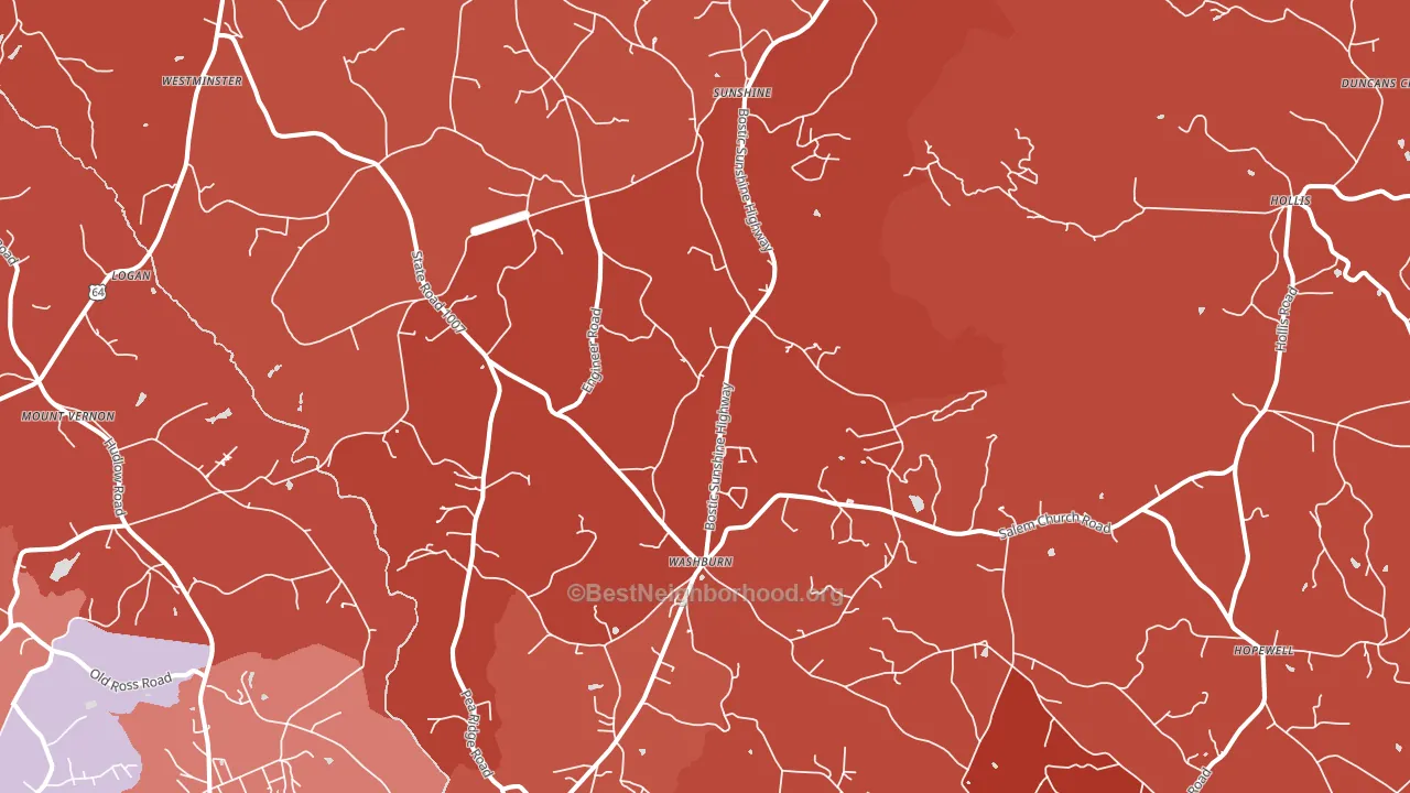 Bostic, NC block-group political-lean map