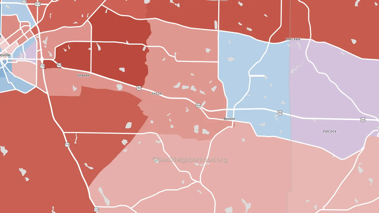 Boston, GA block-group political-lean map