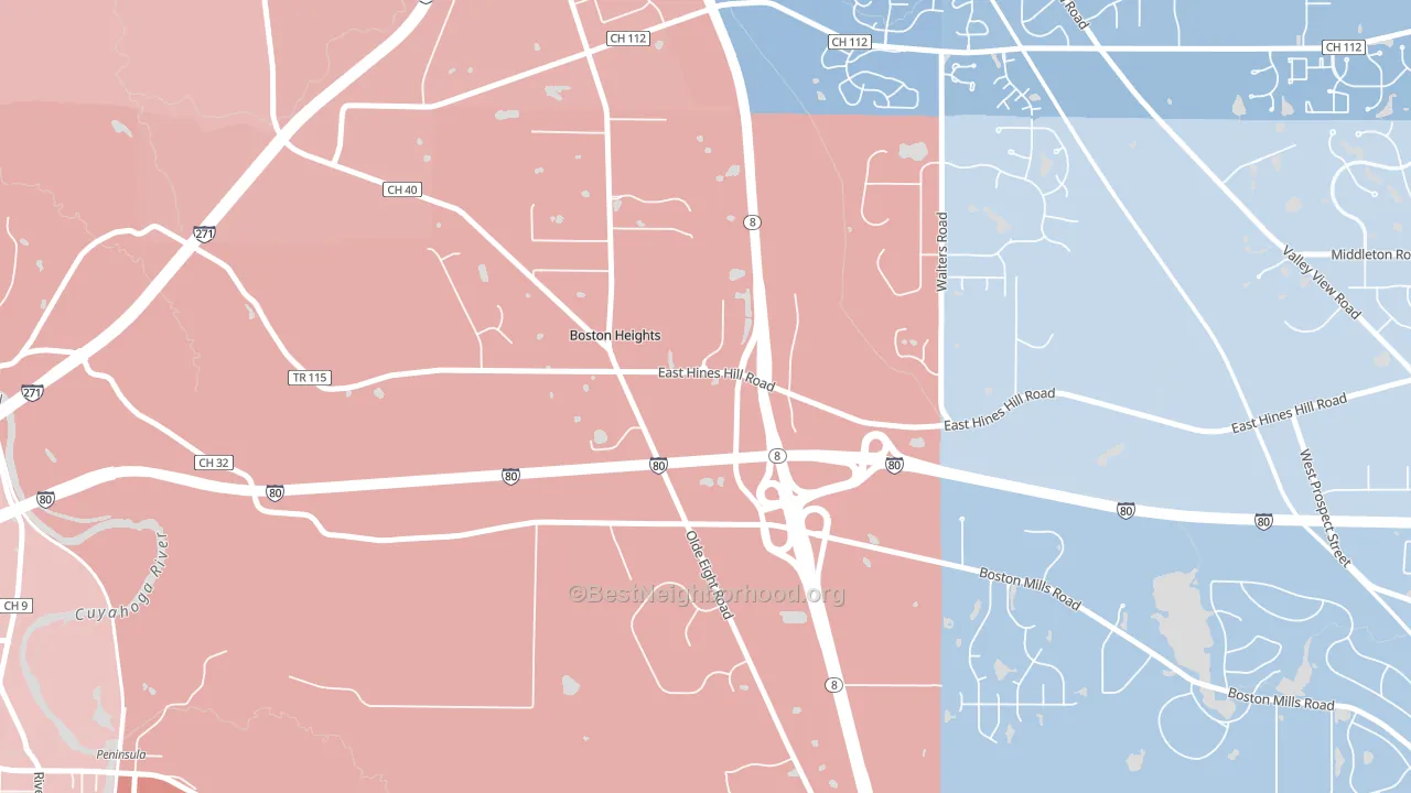 Boston Heights, OH block-group political-lean map