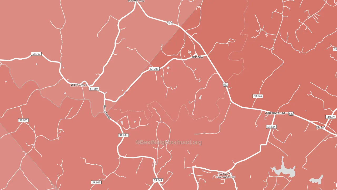Boston, VA block-group political-lean map