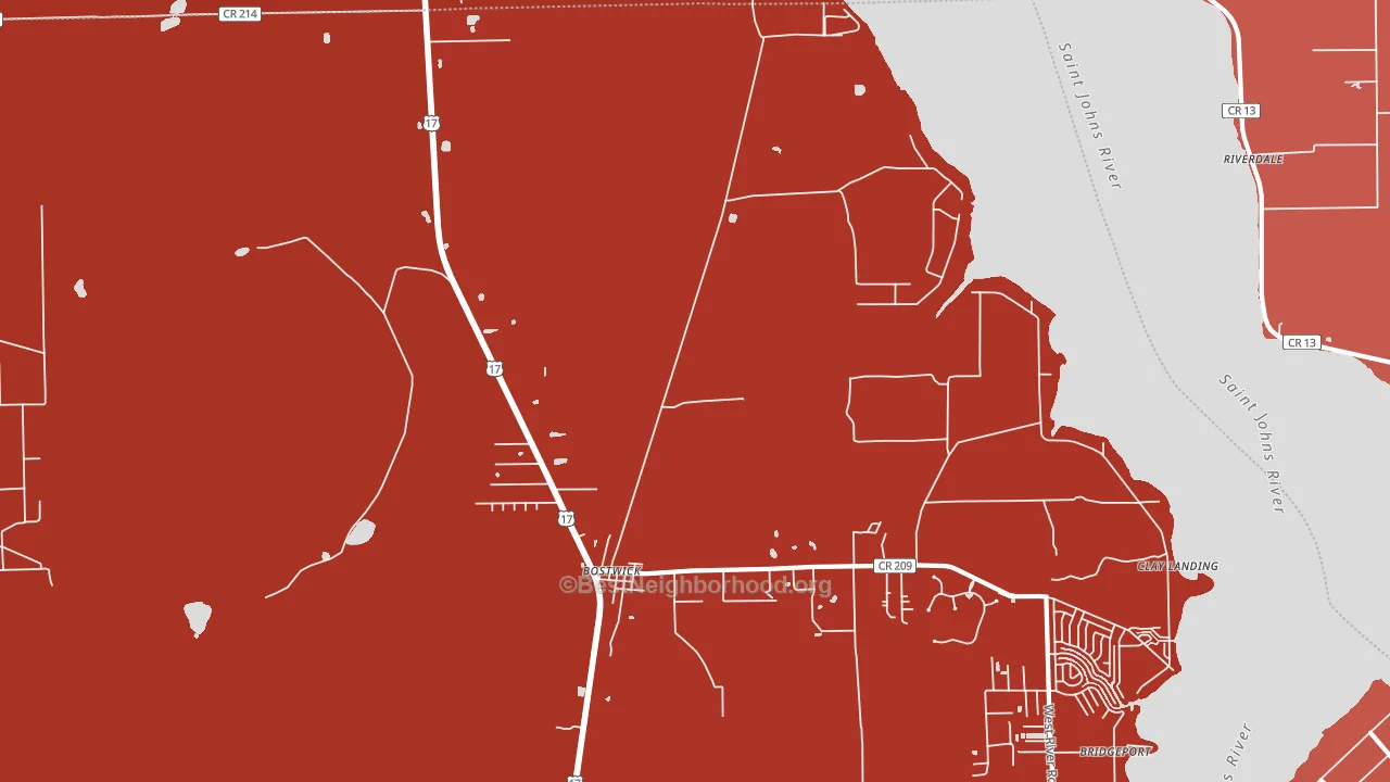 Bostwick, FL block-group political-lean map