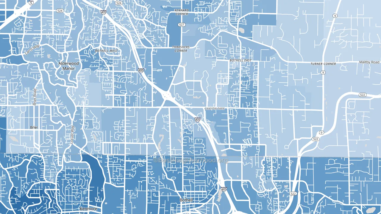 Bothell, WA block-group political-lean map