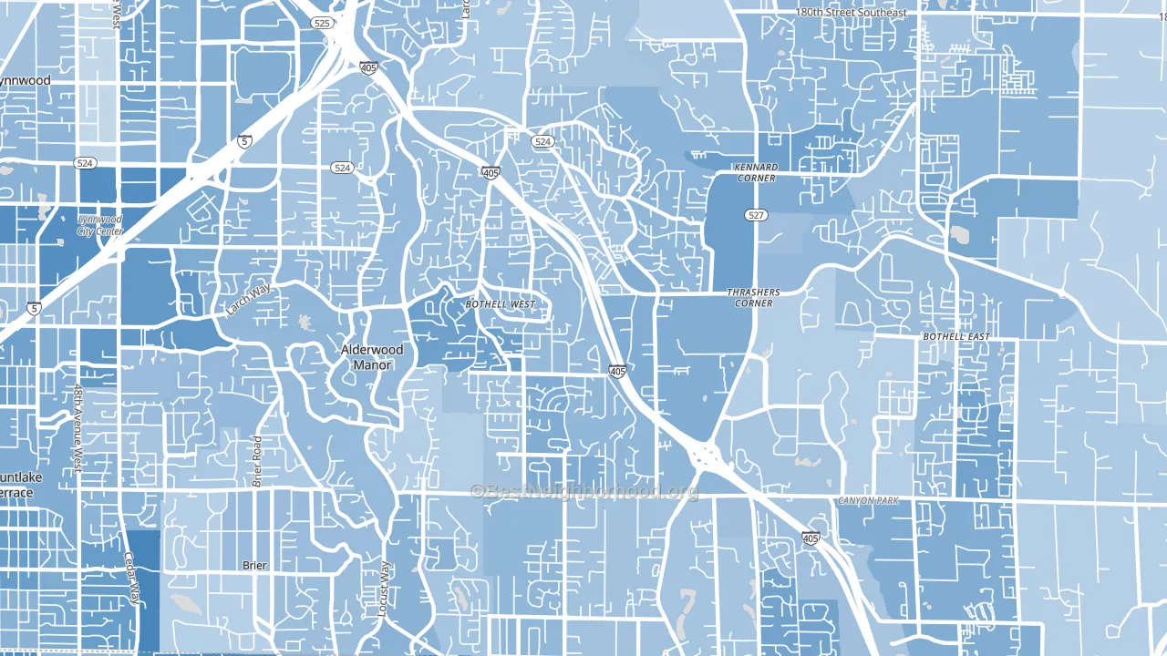 Bothell West, WA block-group political-lean map