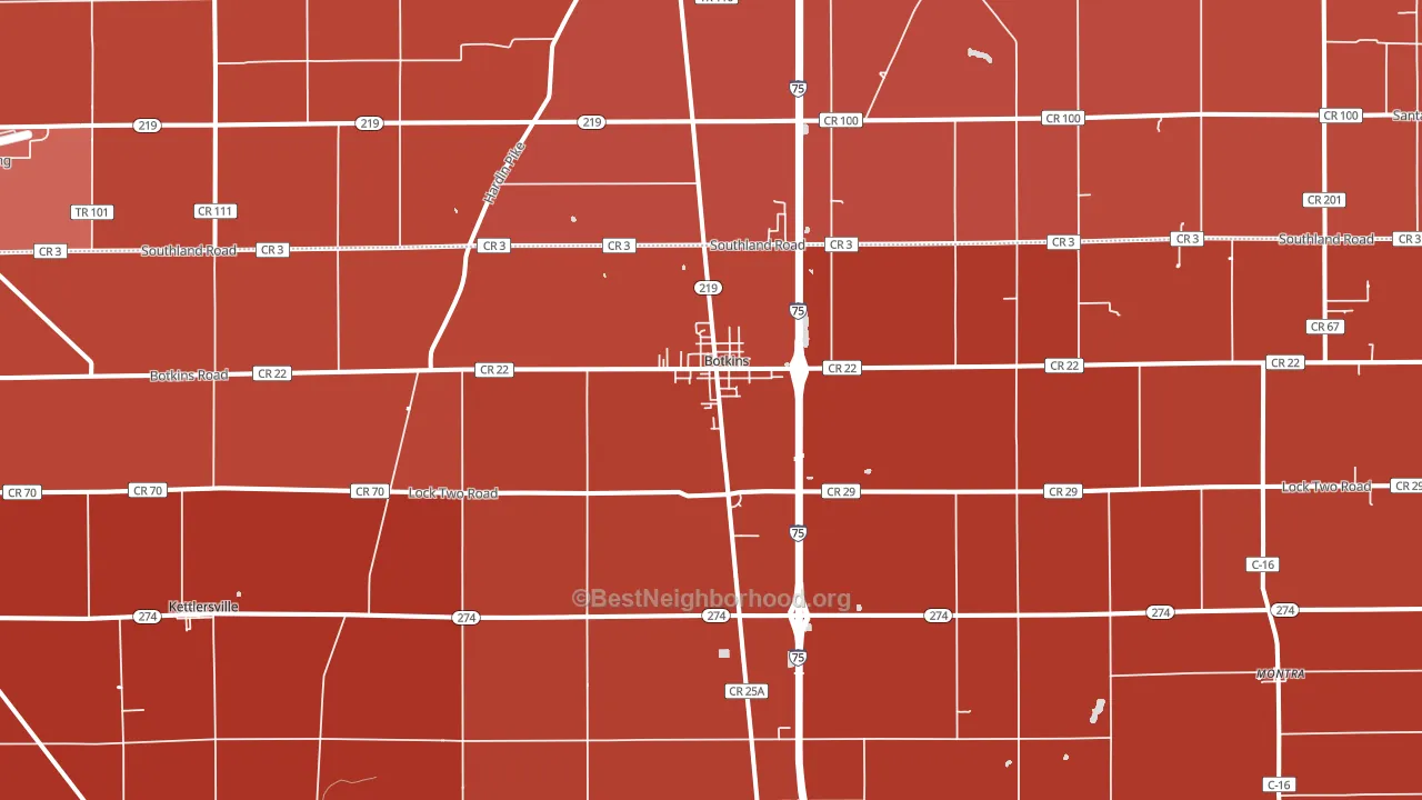 Botkins, OH block-group political-lean map