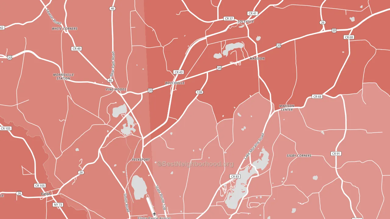 Bouckville, NY block-group political-lean map