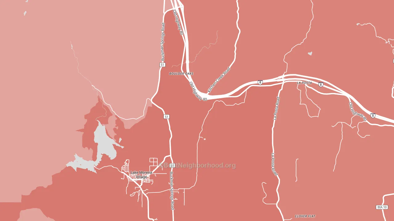 Boulder Oaks, CA block-group political-lean map
