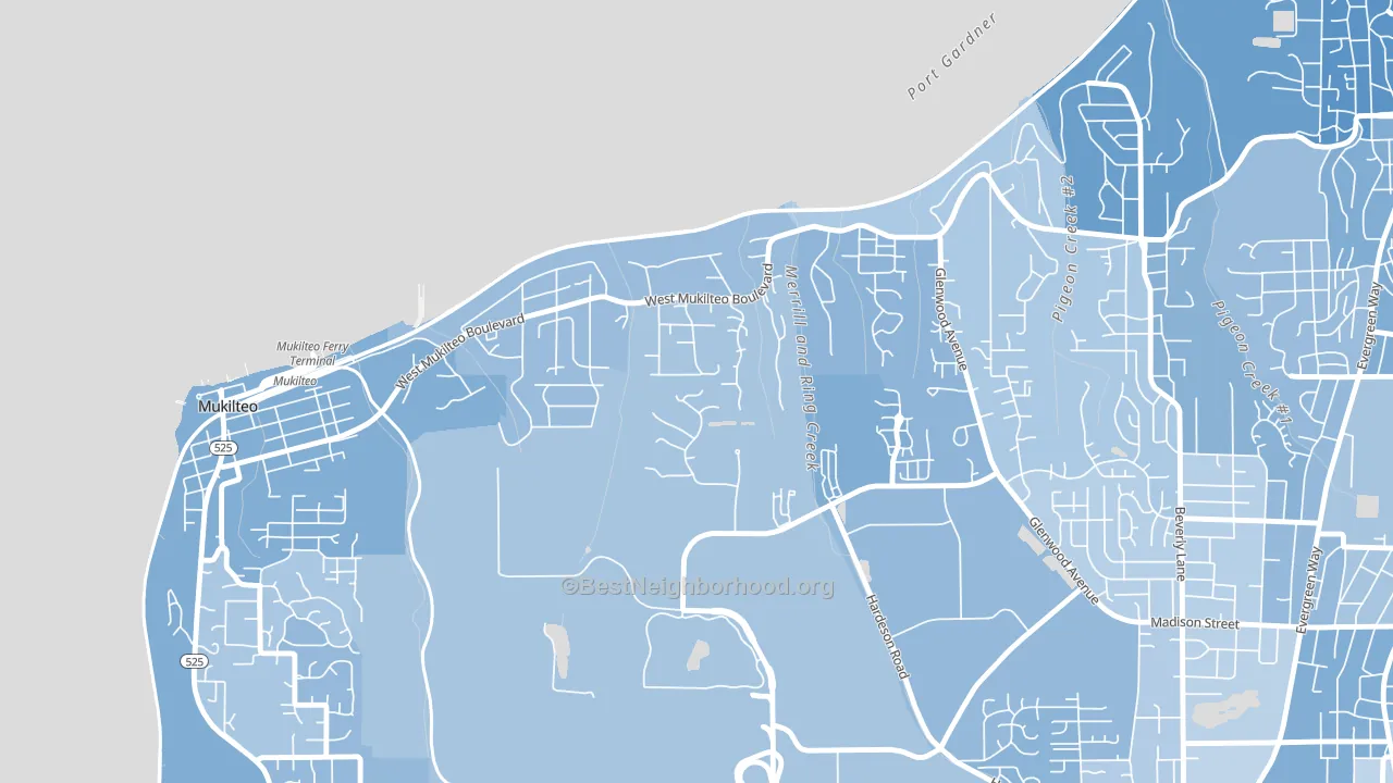 Boulevard Bluffs, Everett, WA block-group political-lean map