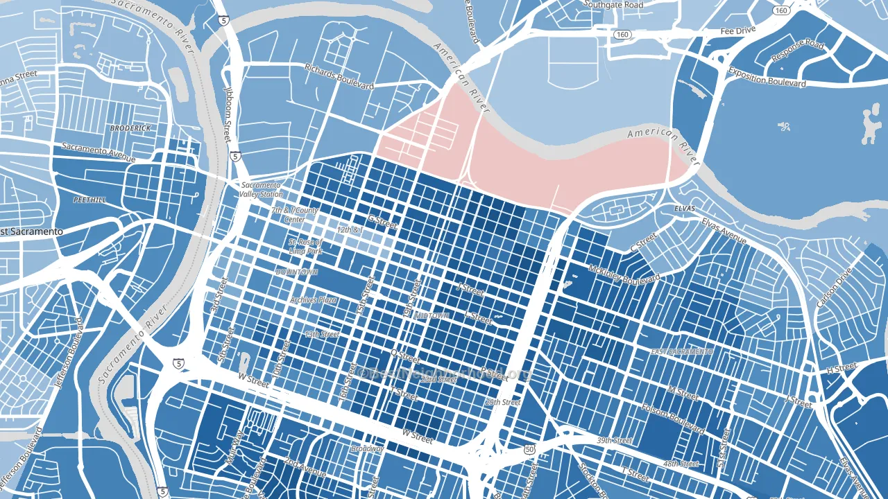 Boulevard Park, Sacramento, CA block-group political-lean map
