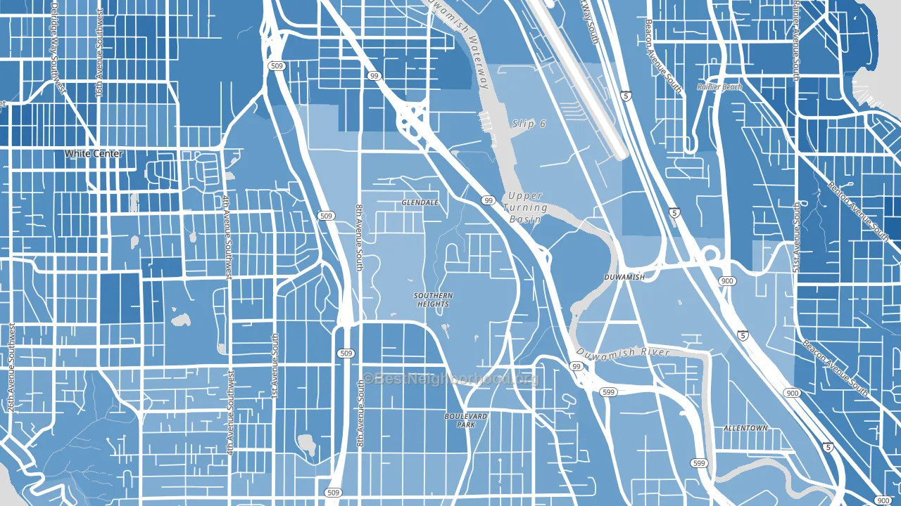 Boulevard Park, WA block-group political-lean map