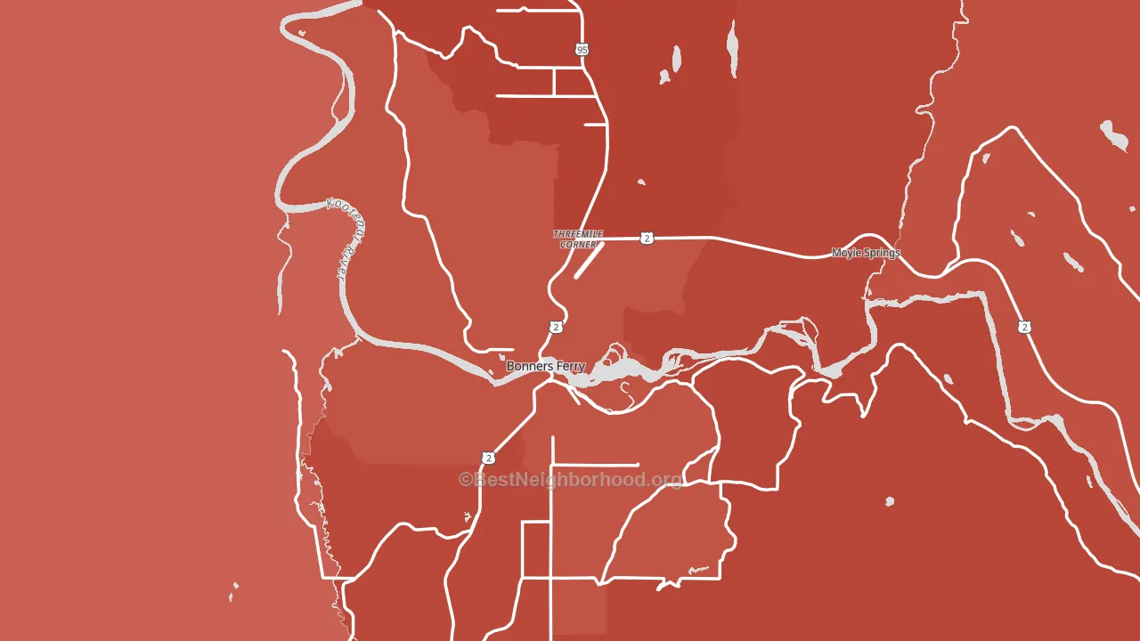 Boundary County, ID block-group political-lean map