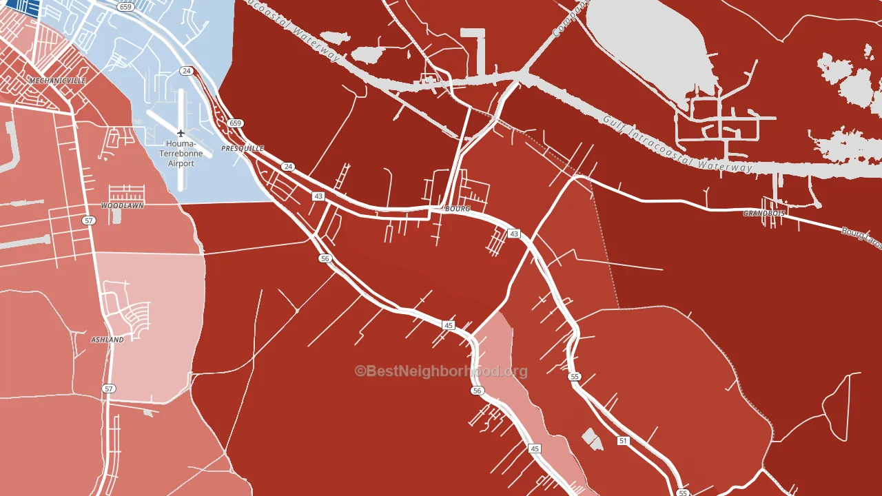 Bourg, LA block-group political-lean map