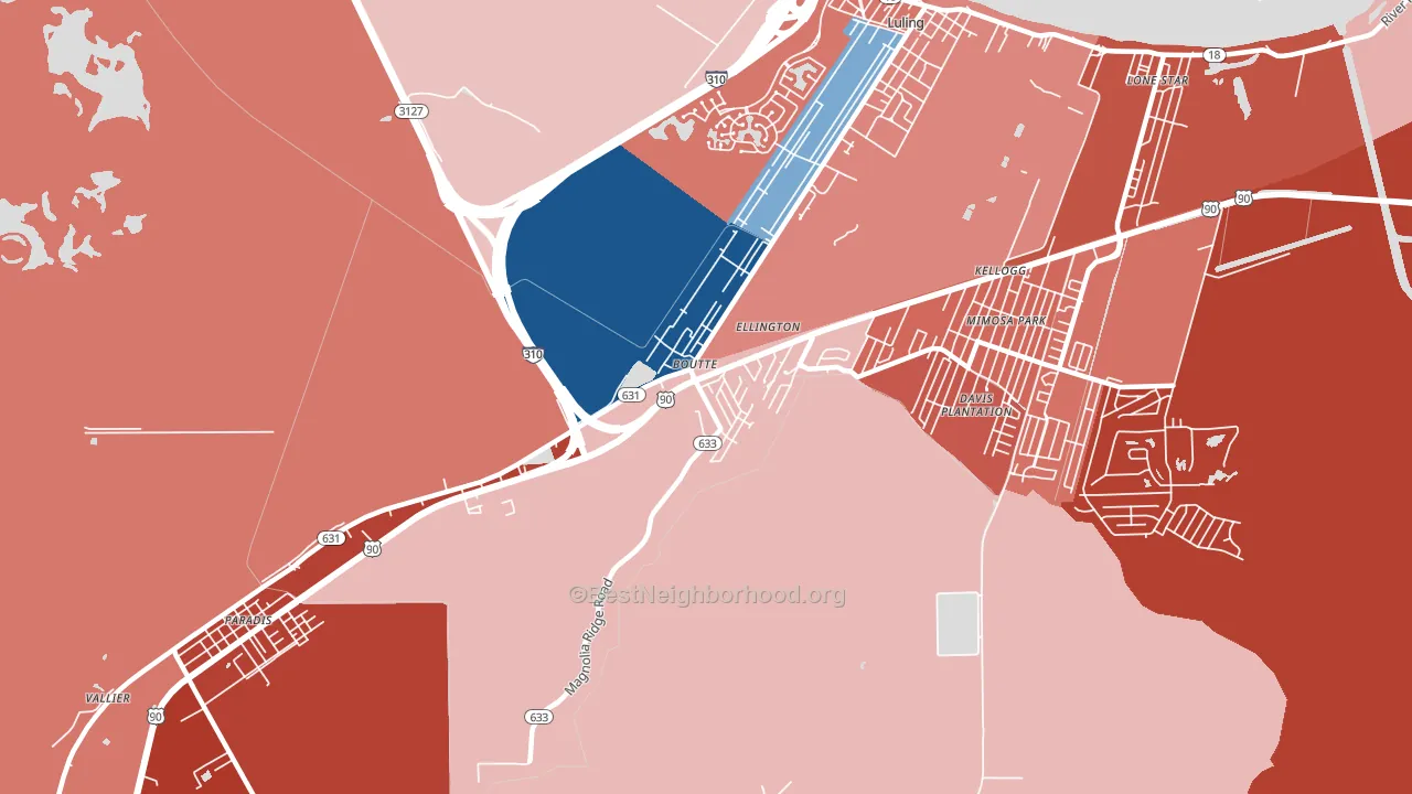 Boutte, LA block-group political-lean map