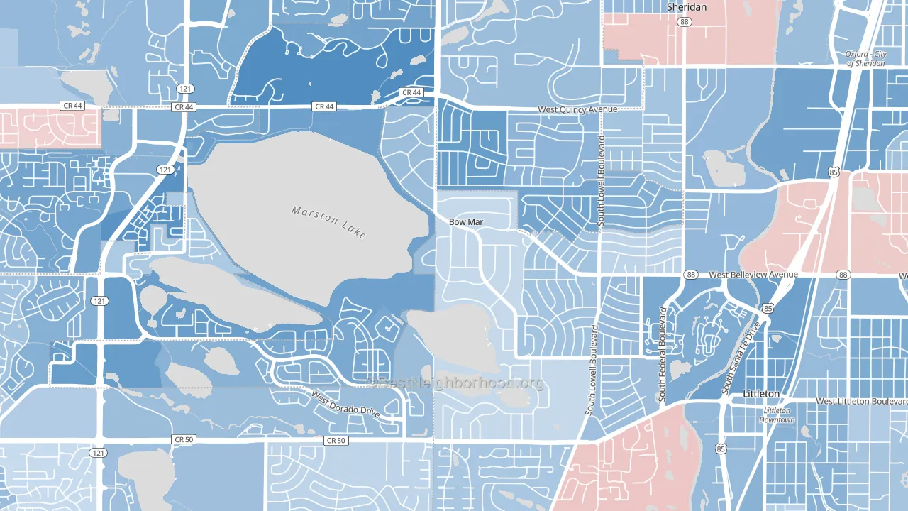 Bow Mar, CO block-group political-lean map