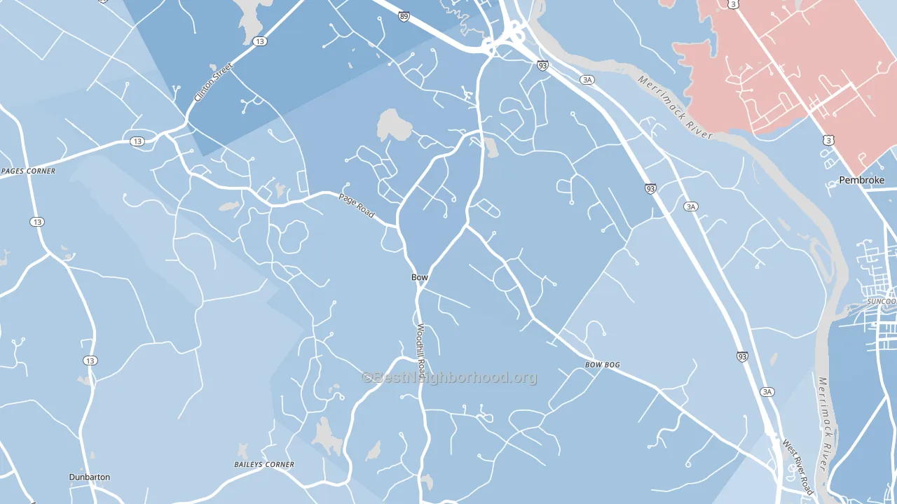 Bow, NH block-group political-lean map