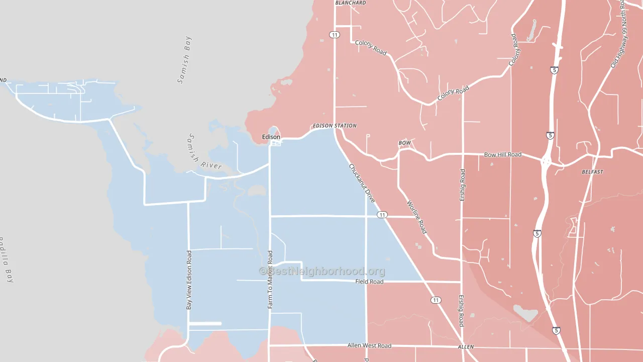 Bow, WA block-group political-lean map