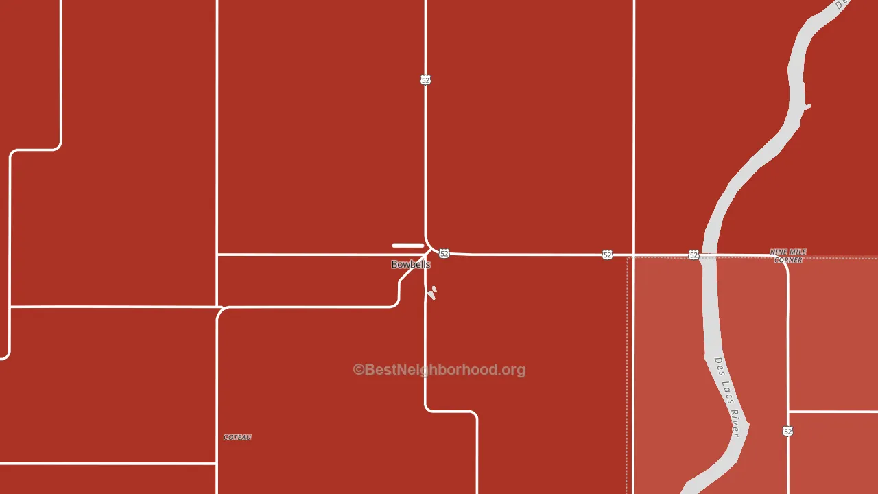 Bowbells, ND block-group political-lean map