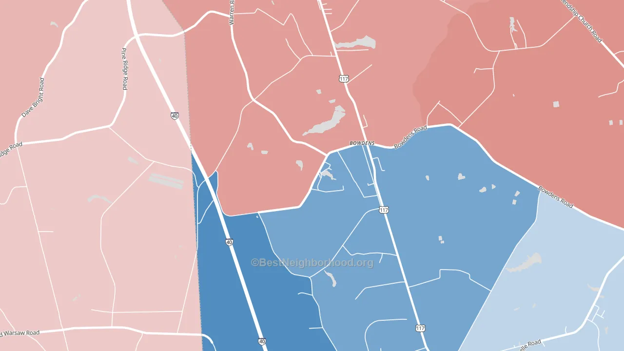 Bowdens, NC block-group political-lean map