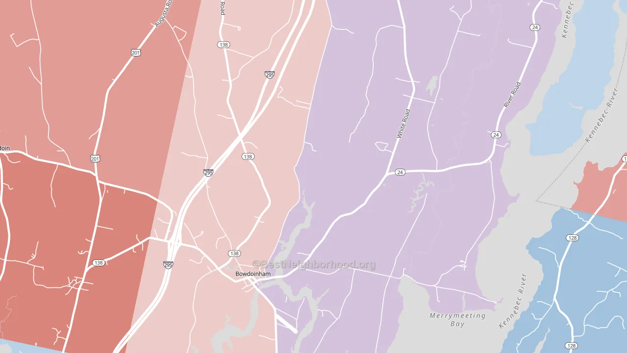Bowdoinham, ME block-group political-lean map