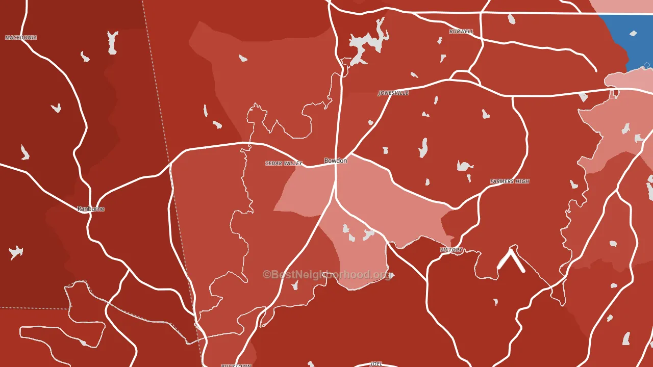 Bowdon, GA block-group political-lean map