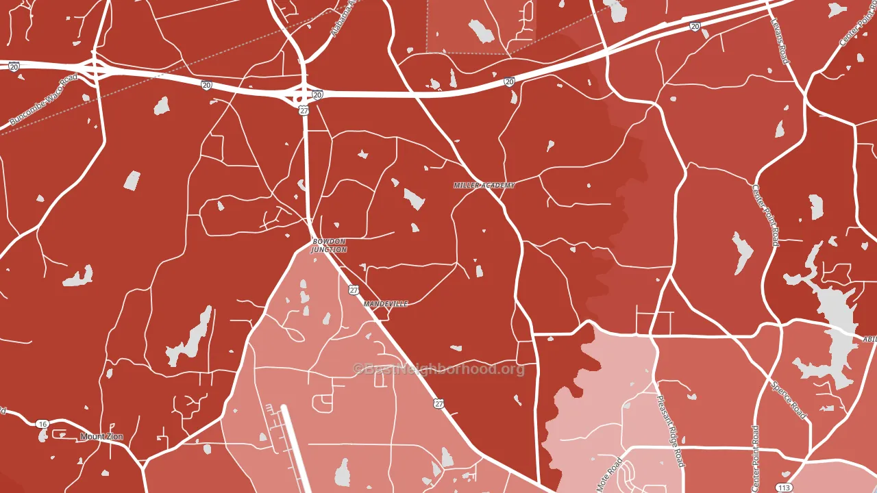 Bowdon Junction, GA block-group political-lean map