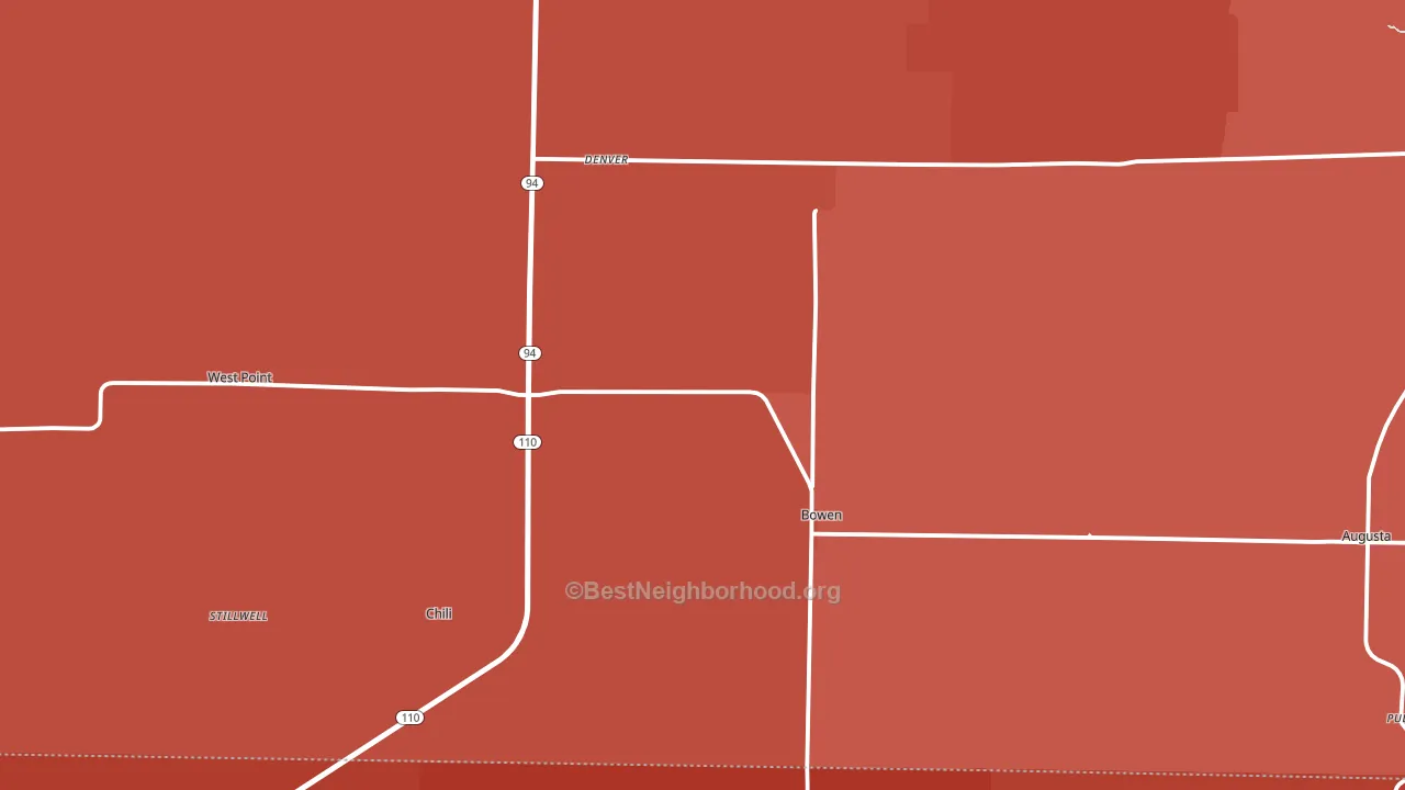 Bowen, IL block-group political-lean map
