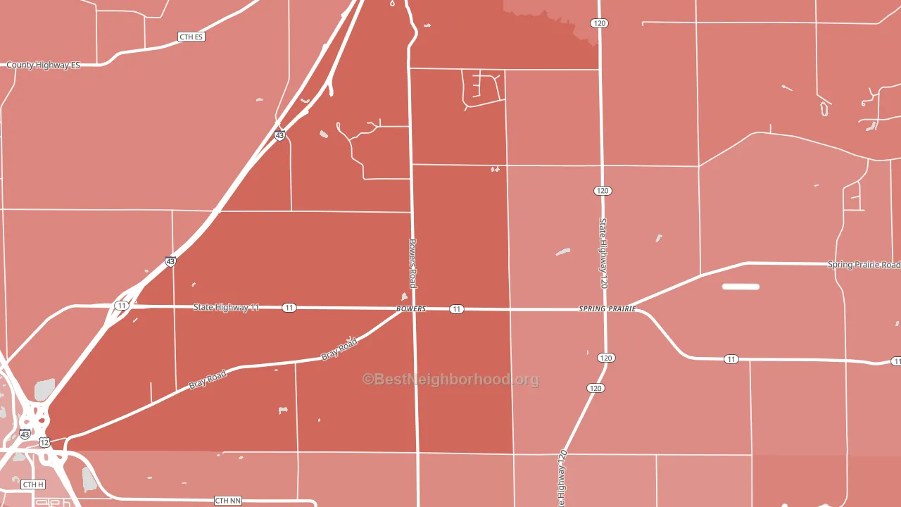 Bowers, WI block-group political-lean map