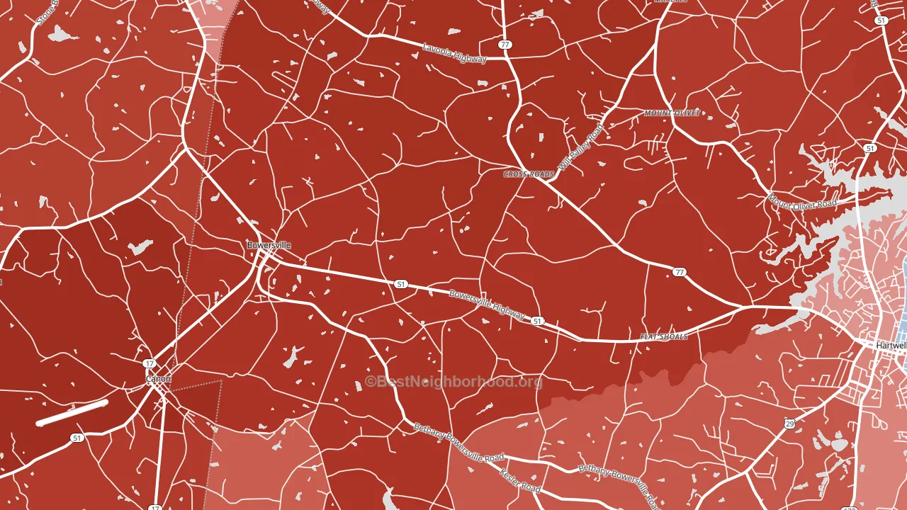 Bowersville, GA block-group political-lean map