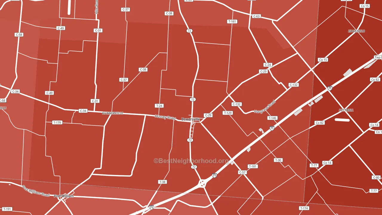 Bowersville, OH block-group political-lean map