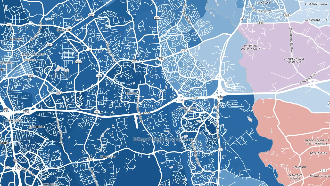 Bowie, MD block-group political-lean map