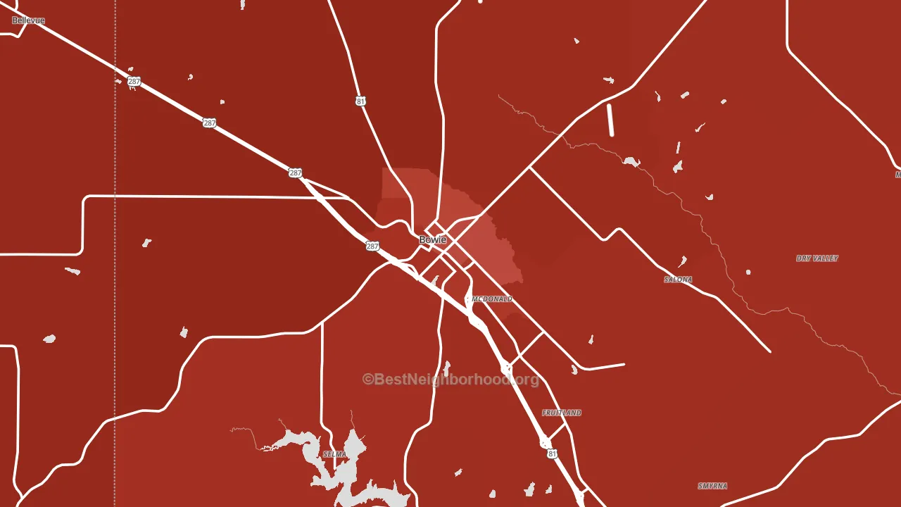 Bowie, TX block-group political-lean map
