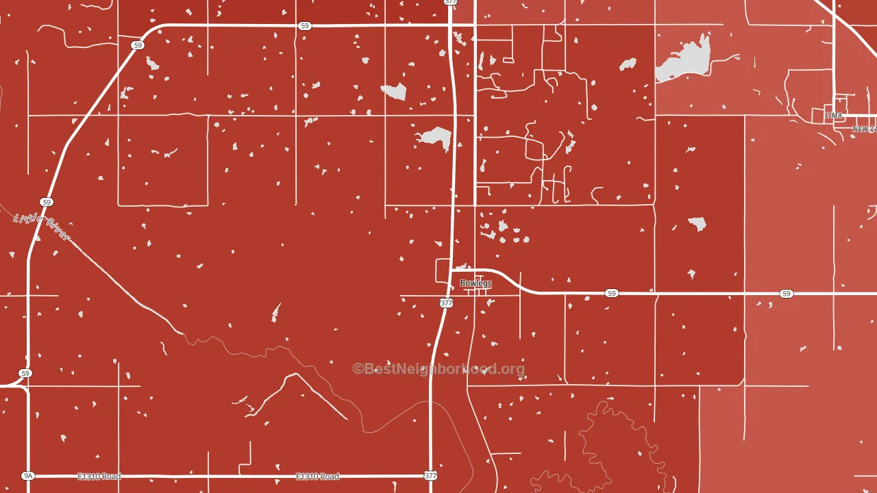 Bowlegs, OK block-group political-lean map