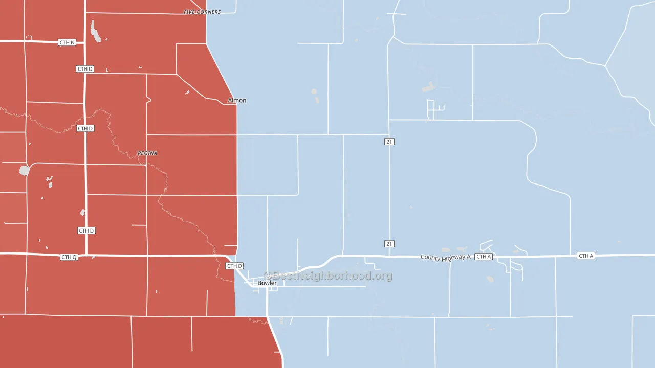 Bowler, WI block-group political-lean map