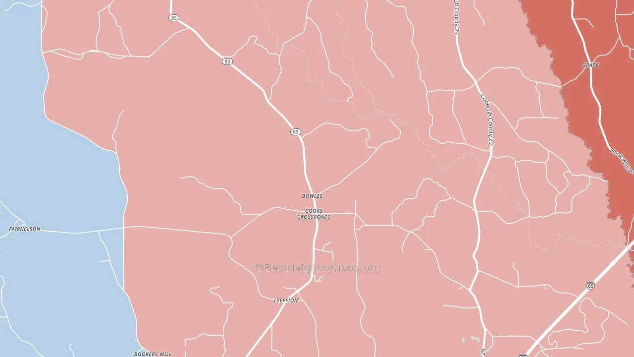 Bowles, AL block-group political-lean map