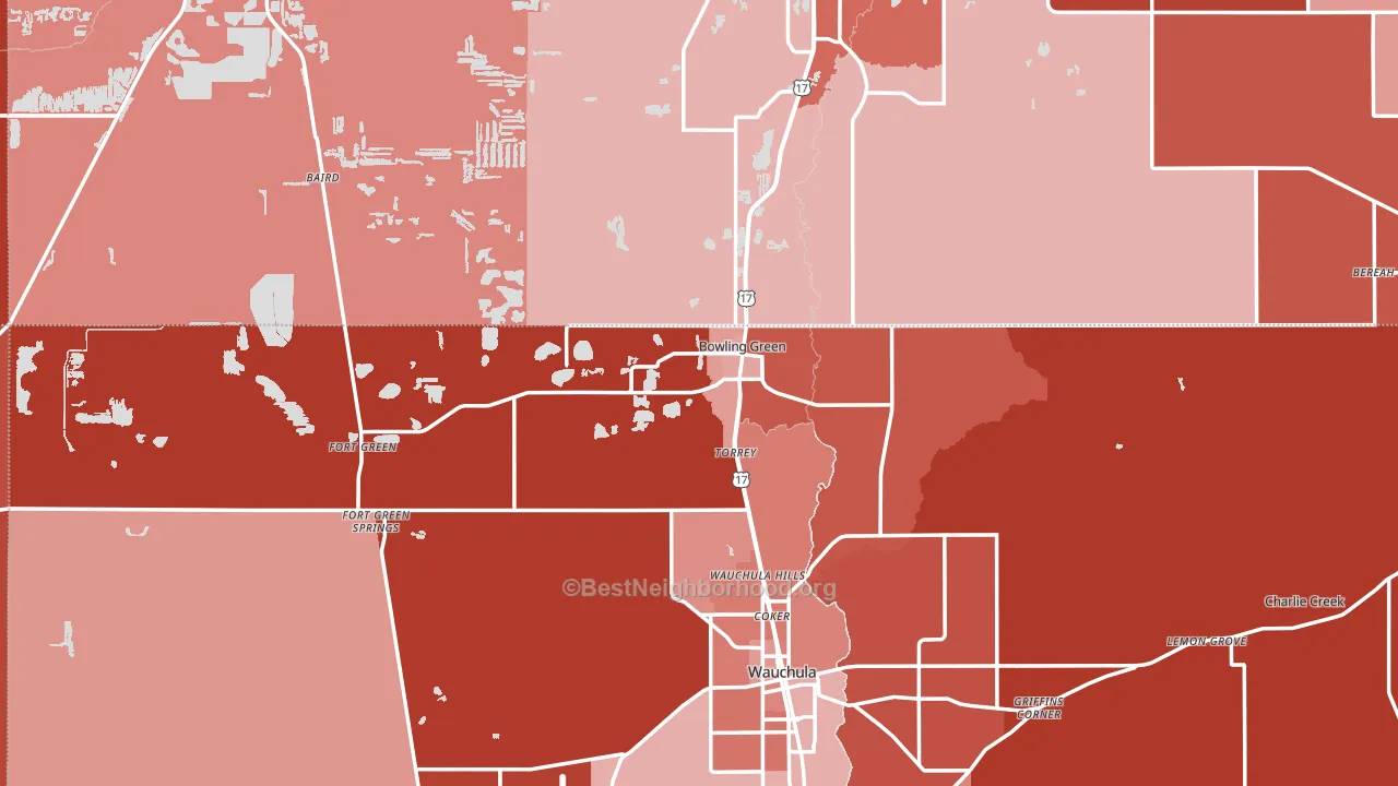 Bowling Green, FL block-group political-lean map