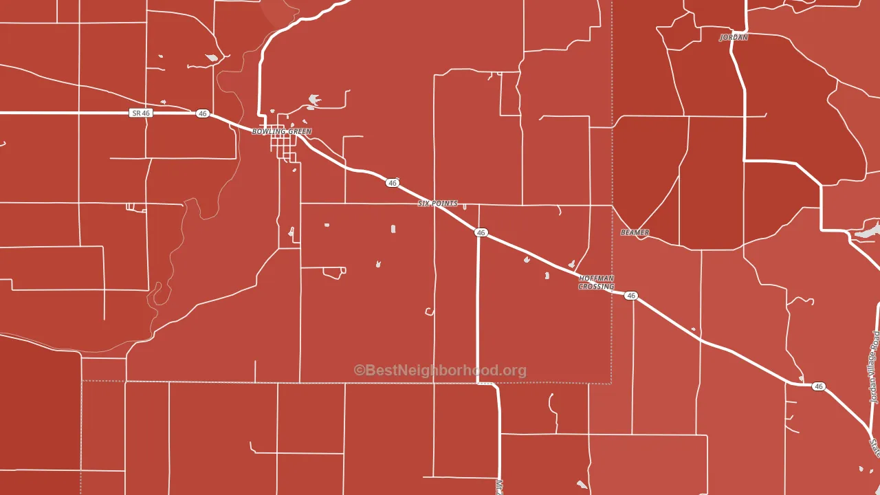 Bowling Green, IN block-group political-lean map