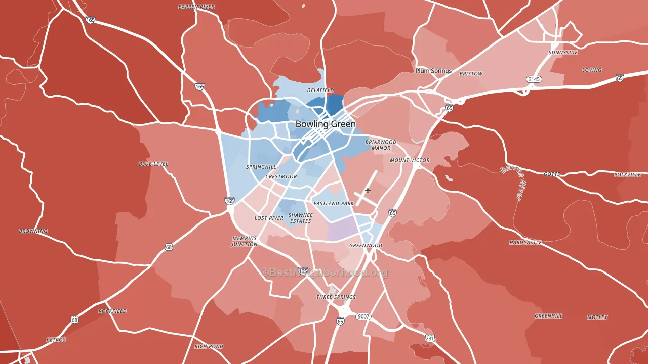 Bowling Green, KY block-group political-lean map