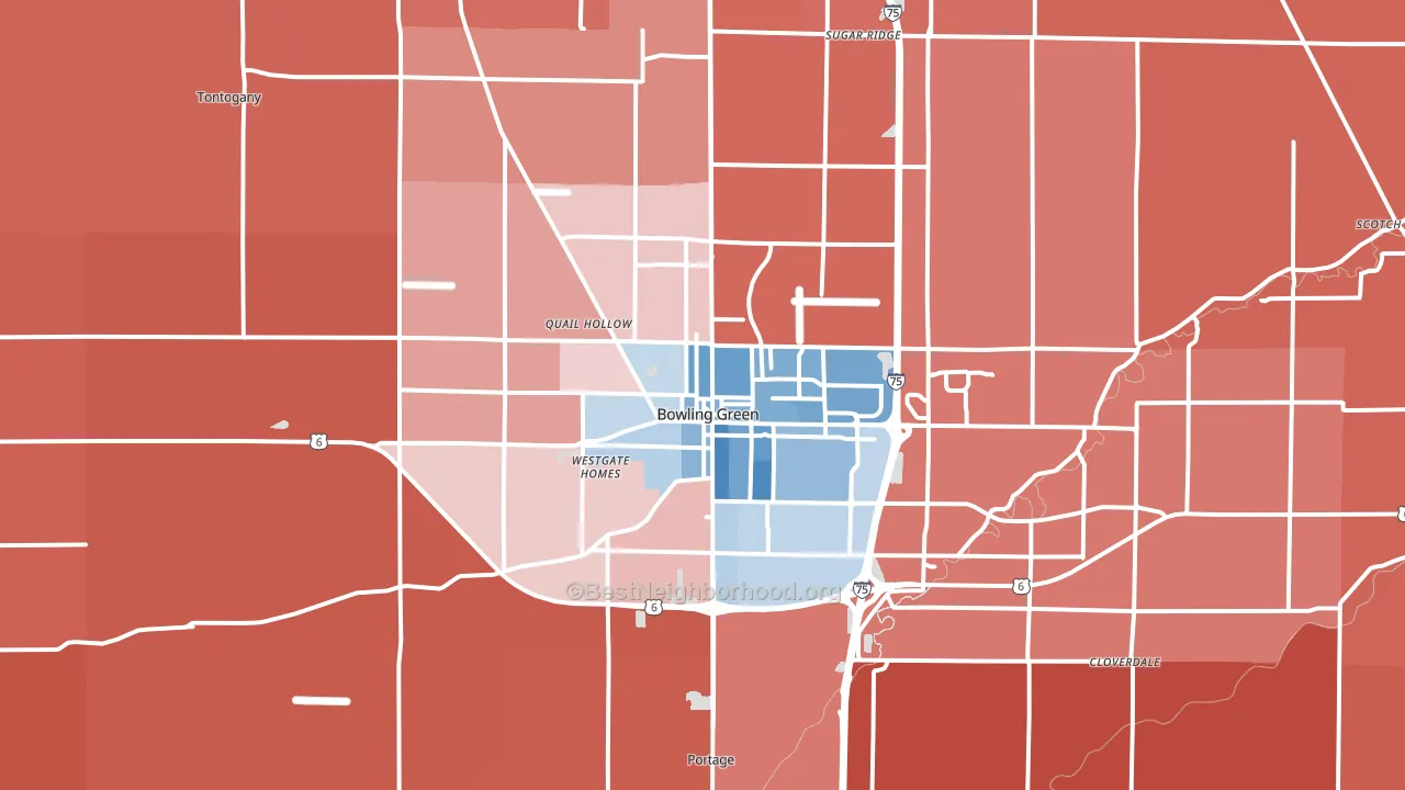 Bowling Green, OH block-group political-lean map
