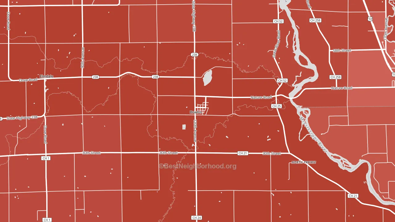 Bowlus, MN block-group political-lean map