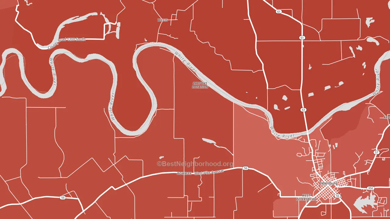 Bowman, IN block-group political-lean map