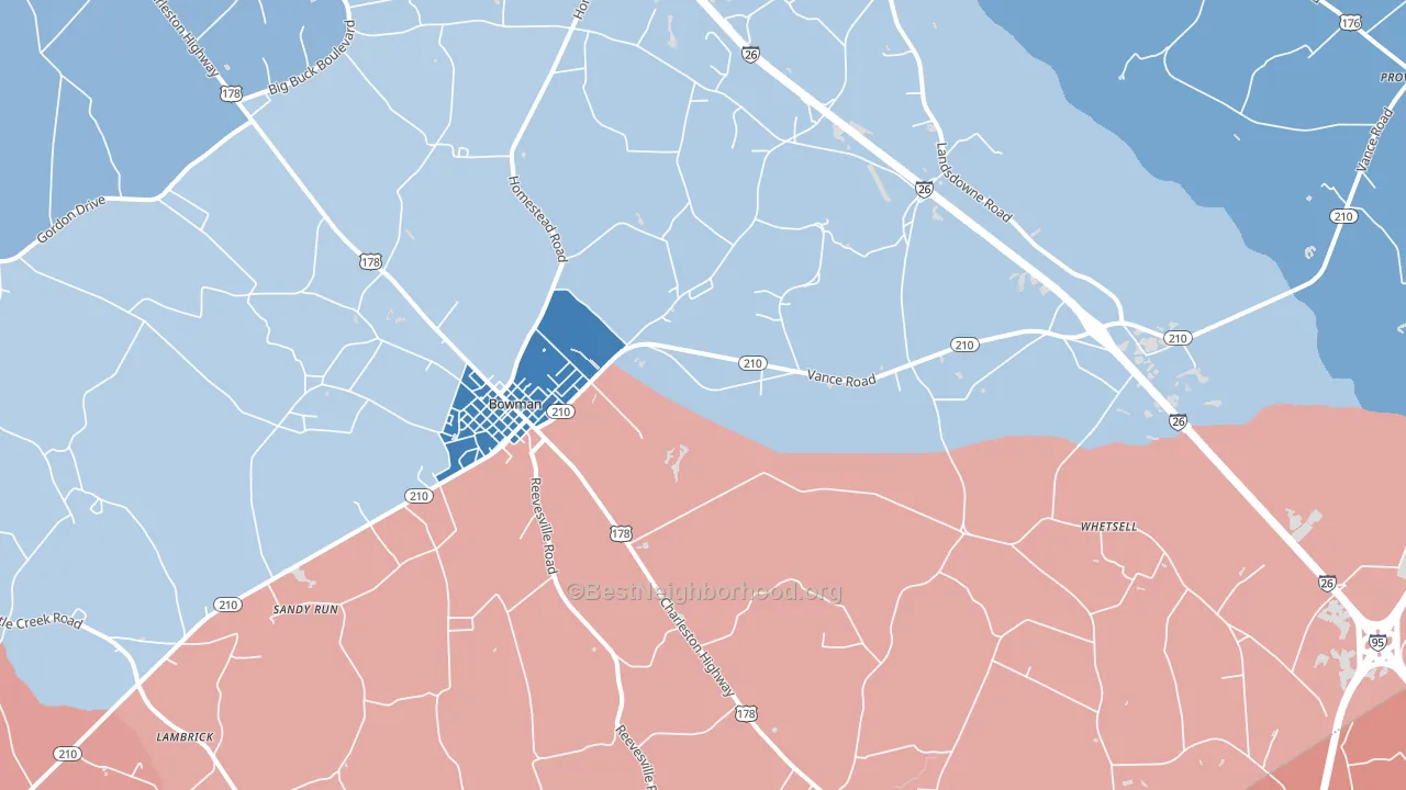 Bowman, SC block-group political-lean map
