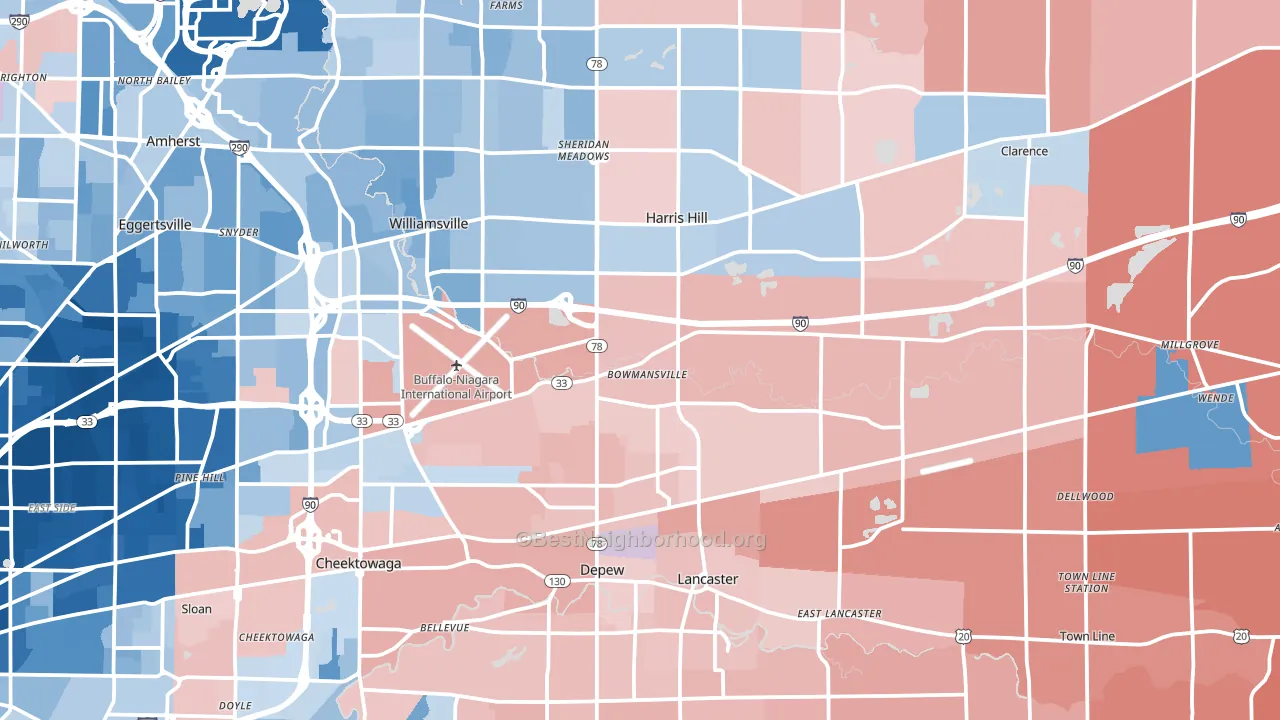 Bowmansville, NY block-group political-lean map