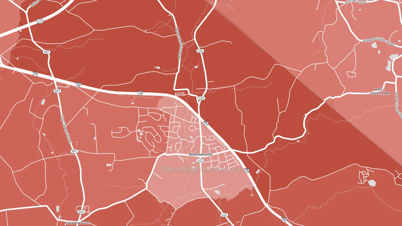 Bowmansville, PA block-group political-lean map