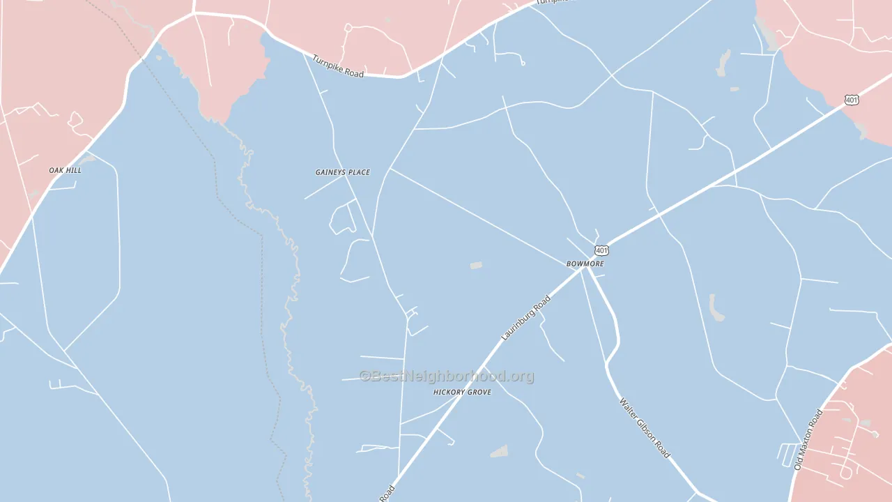 Bowmore, NC block-group political-lean map