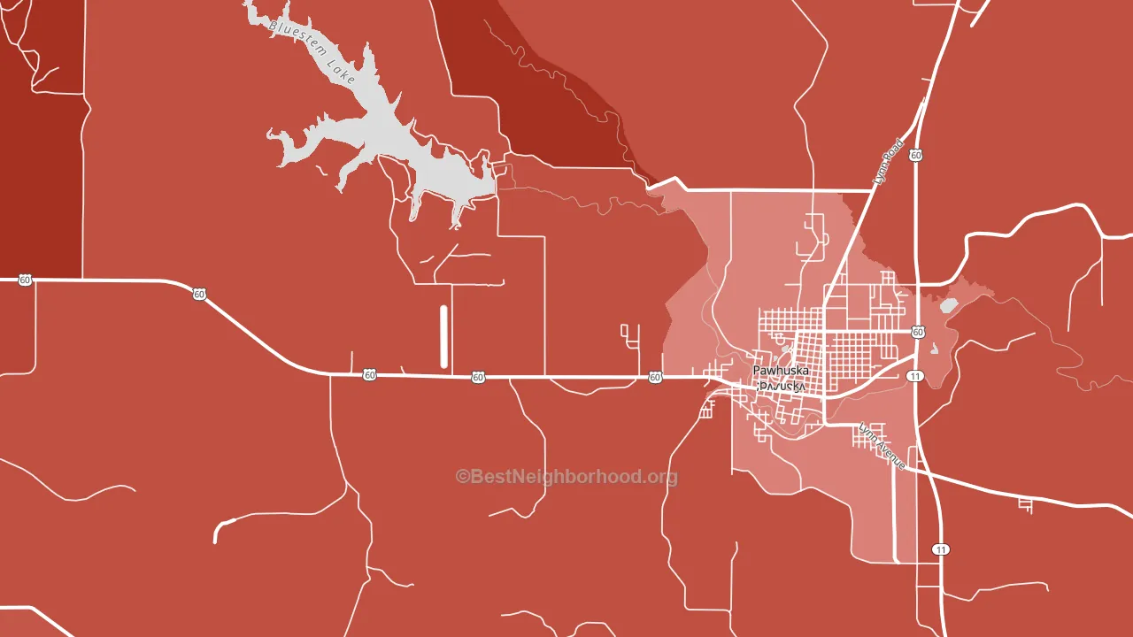 Bowring, OK block-group political-lean map