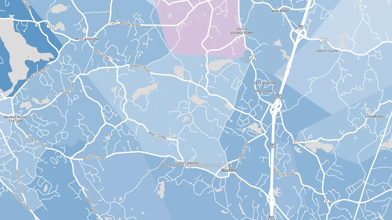 Boxford, MA block-group political-lean map