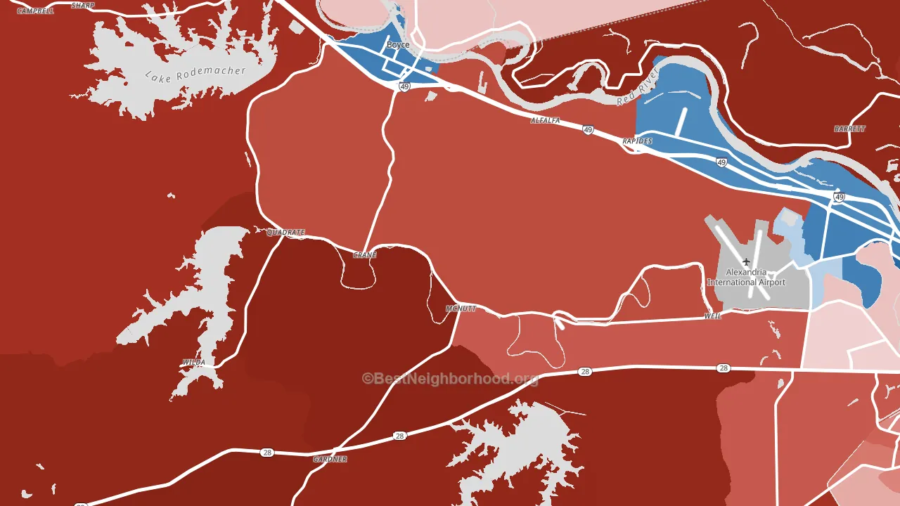 Boyce, LA block-group political-lean map